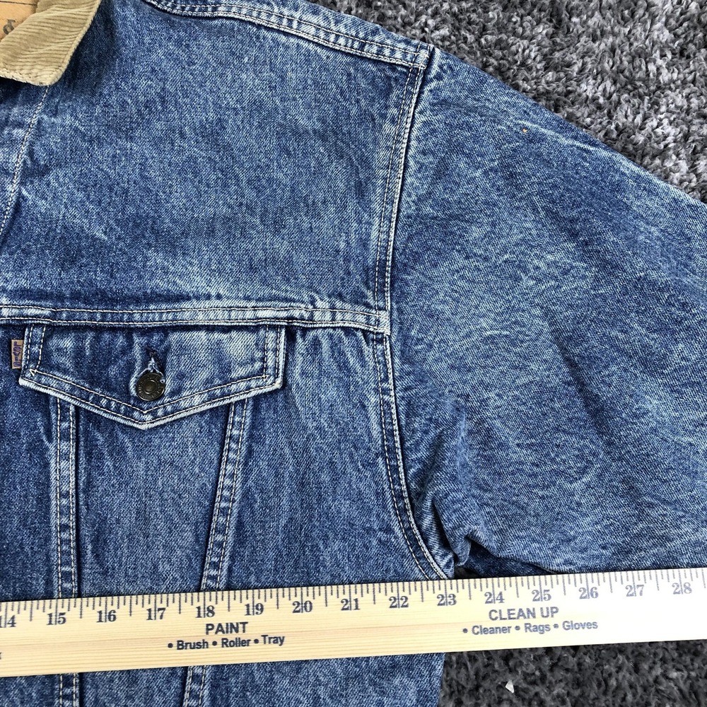 Vintage Levis Coat Womens Medium Blue‎ Denim Corduroy Collar Long Western USA - Picture 8 of 10